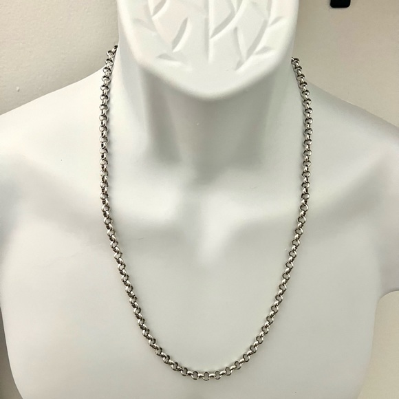 Sterling Silver Belcher Link Necklace Marked 925